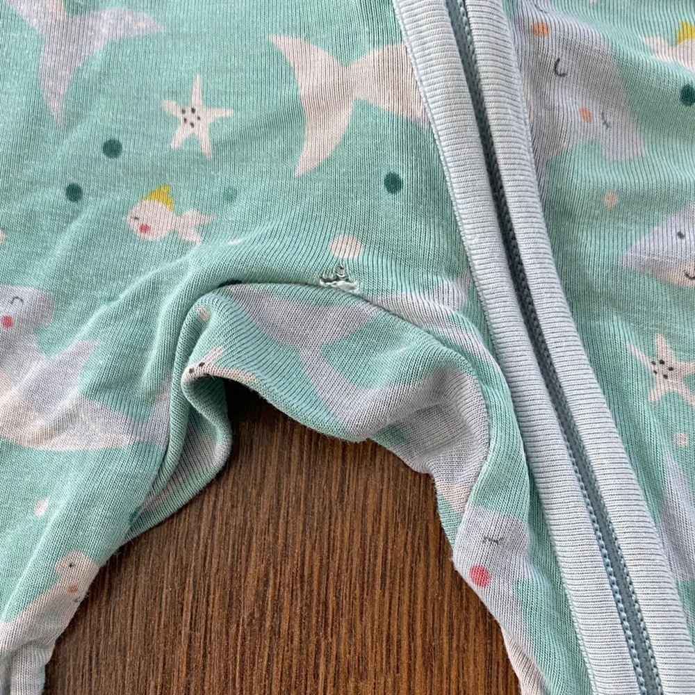 Little Sleepies Aqua Shark Print Kids One Piece size 2T *tiny flaws*